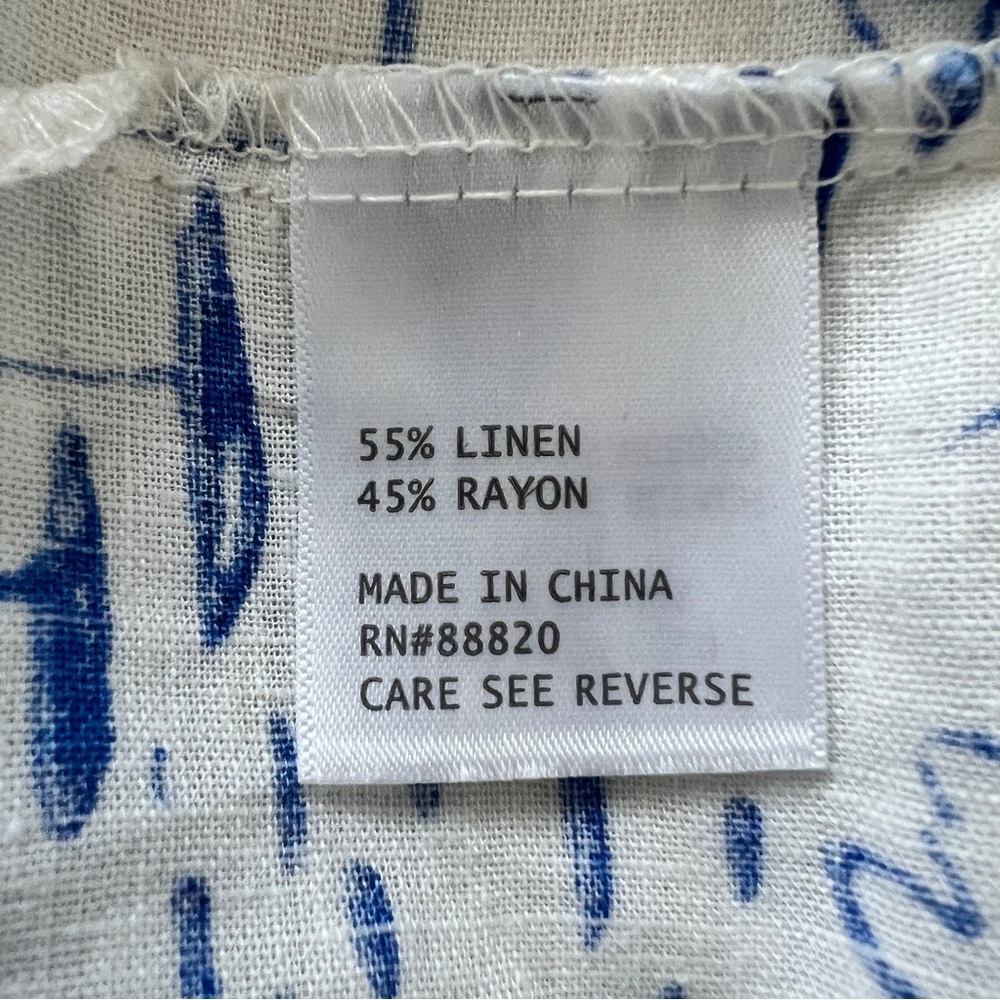 Calypso St. Barth Linen Blend Tank with Cute Royal Blue Tropical Print - Picture 4 of 5